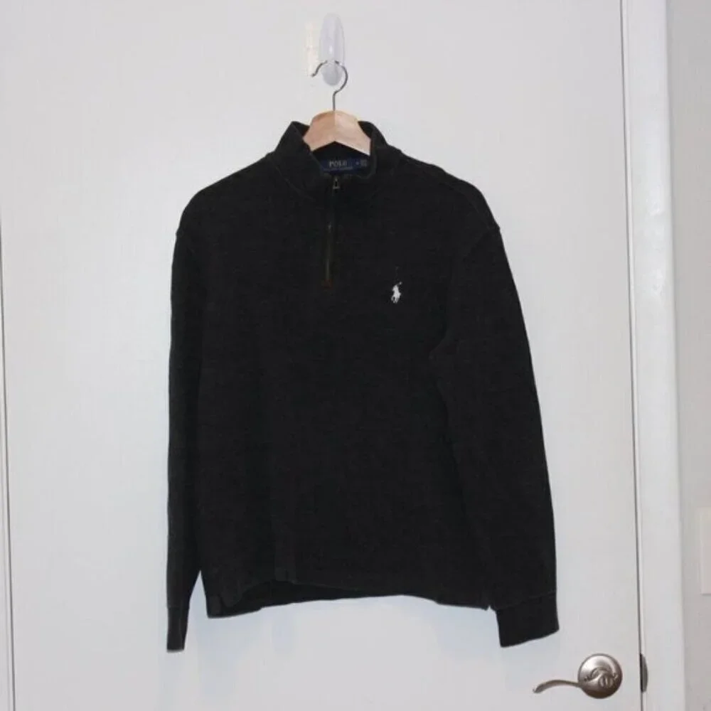 Polo Ralph Lauren Gray 100% Cotton Blend Quarter-Zip Sweater Men's Size M